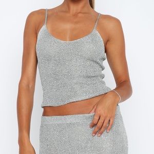 Love Galore Sequin Knit Top Grey